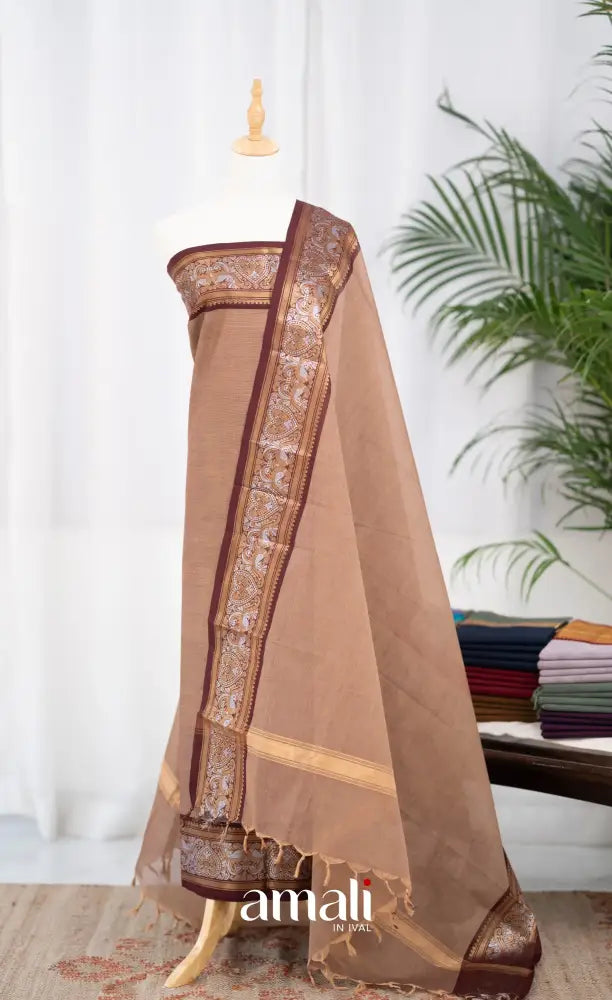 Swara Unstitched Salwar - Light Brown and Brownish Maroon salwar